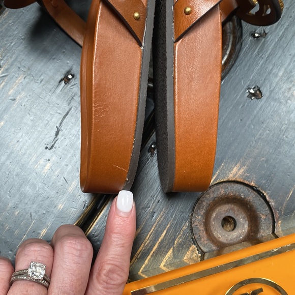 Tory Burch Gold Metal Logo & Studded Miller Cloud Sandals - Picture 9 of 16